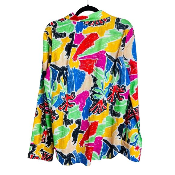 Deloreta Shirt Womens XL Multicolor Abstract Graphic Button Up Long Sleeve Peru - Picture 8 of 8
